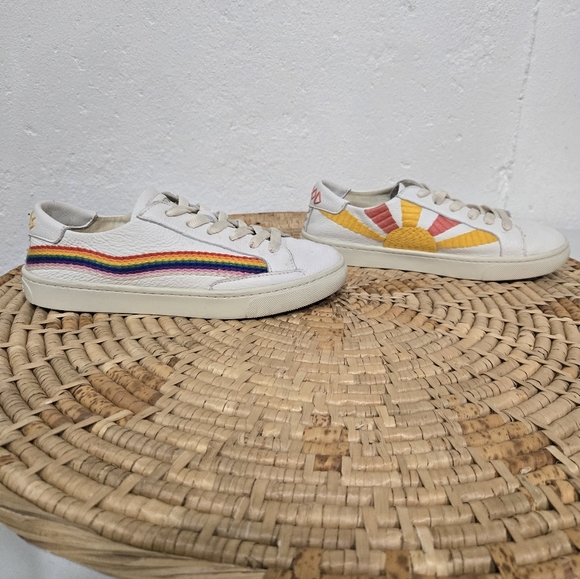 Soludos White Rainbow Sun Sneakers 6.5 - Picture 2 of 9